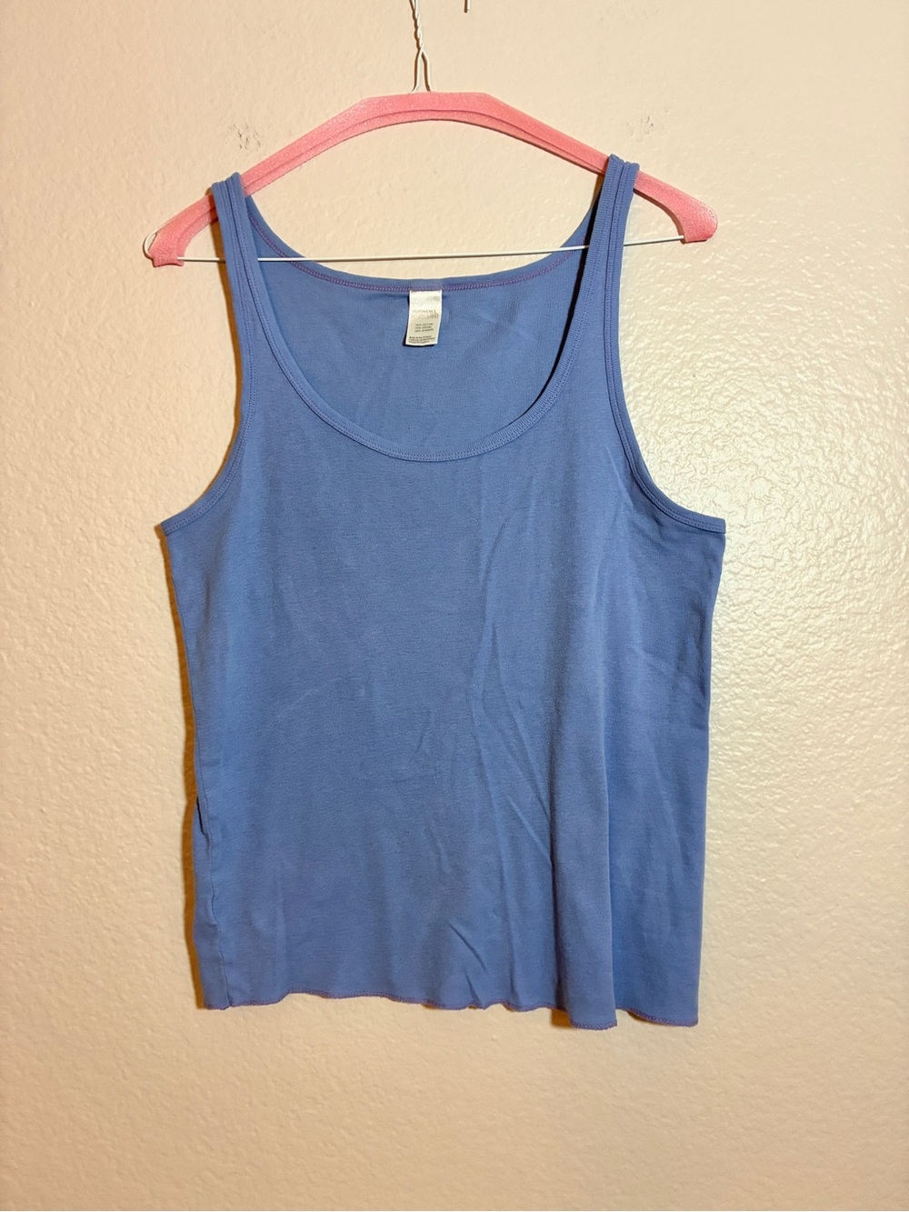 VTG DKNY Periwinkle Blue Cotton Scoop Neck Tank Top Women's Size L Y2K